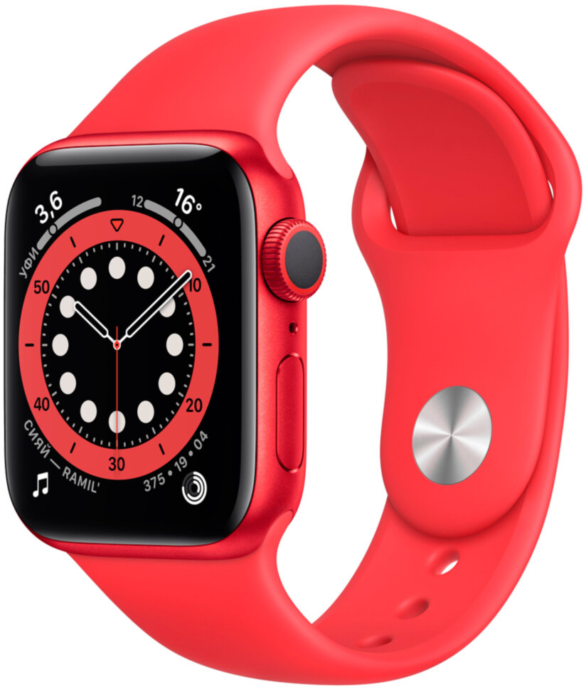 Часы Apple Watch Series 6 GPS 44мм корпус из алюминия красный + ремешок красный (M00M3RU/A)