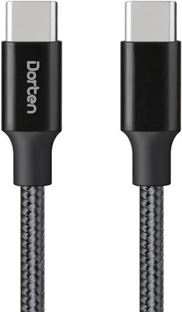 Дата-кабель Dorten Type-C-Type-C 60W PD нейлоновая оплетка Черный
