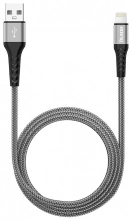 Дата-кабель OLMIO Lightning MFI с защитой от излома Black