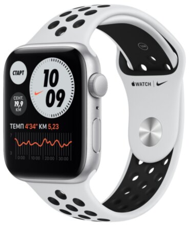Часы Apple Watch Nike SE GPS 44мм корпус из алюминия серебряный + ремешок платиновый (MYYH2RU/A)