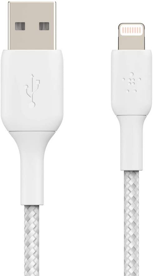 Дата-кабель Belkin CAA002bt2MWH USB A-Lightning 2м плетеный White Дата-кабель Belkin CAA002bt2MWH USB A-Lightning 2м плетеный White