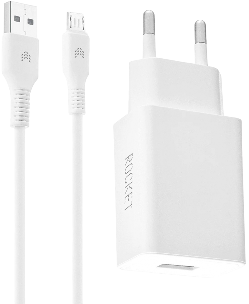 СЗУ Rocket Base Combo USB-A 10.5W + дата-кабель USB-A - Micro-USB Белое СЗУ Rocket Base Combo USB-A 10.5W + дата-кабель USB-A - Micro-USB Белое