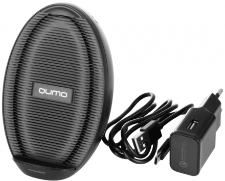 Беспроводное зарядное устройство Qumo Qi Cold Charger SET 10W с СЗУ QC Black