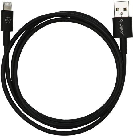 Дата-кабель Zetton USB-A-Lightning MFI 1м Black (ZTUSBMFI1A8)