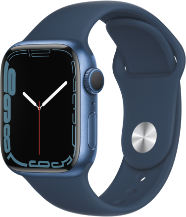 Часы Apple Watch Series 7 GPS 41мм корпус из алюминия Синий + ремешок Синий (MKN13RU/A)