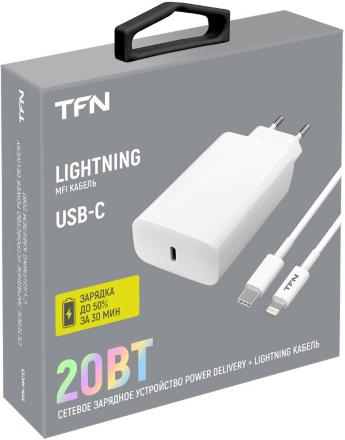 СЗУ TFN WC13 + дата-кабель Type-C-Lightning 20W White