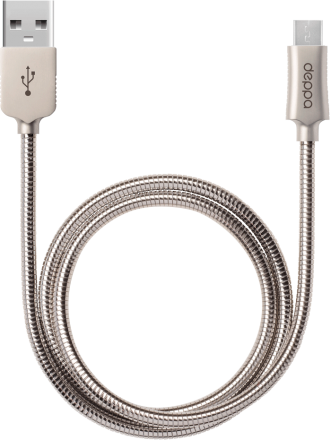 Дата-кабель Deppa Steel USB-microUSB 1,2м оплетка металл Silver