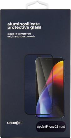 Стекло защитное UNBROKE iPhone 12 mini черная рамка