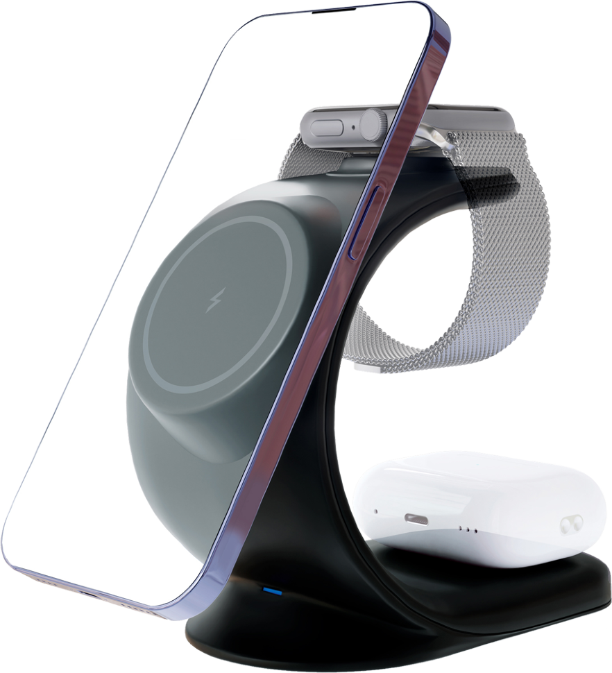 Беспроводное зарядное устройство VLP Powerstand 3 in 1 Черное