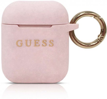 Чехол Guess Airpods 2 Glitter Pink
