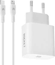 СЗУ Rocket Space Combo USB-C 20W + дата-кабель Type C - Lightning Белое