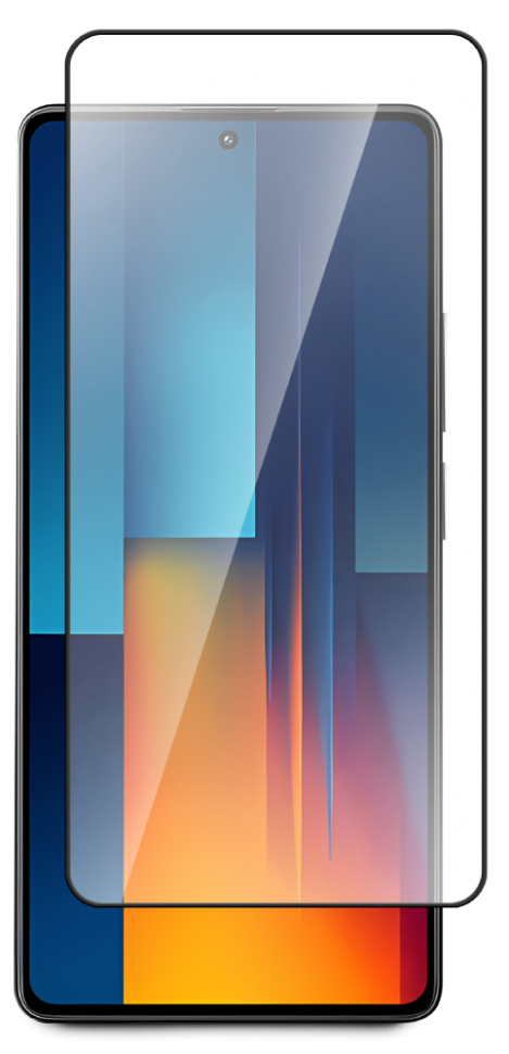 Стекло защитное для POCO M6 Pro Черная рамка