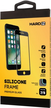 Стекло защитное Hardiz iPhone 8/7 Silicone Frame черная рамка