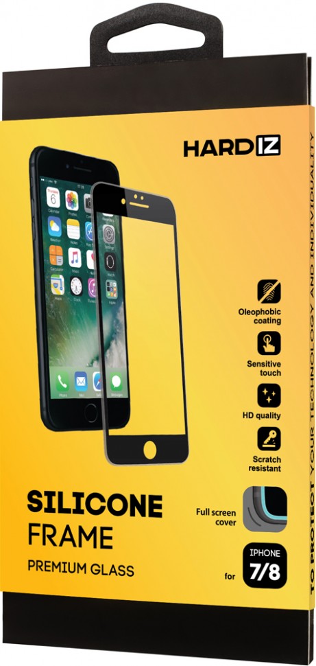 Стекло защитное Hardiz iPhone 8/7 Silicone Frame черная рамка Стекло защитное Hardiz iPhone 8/7 Silicone Frame черная рамка