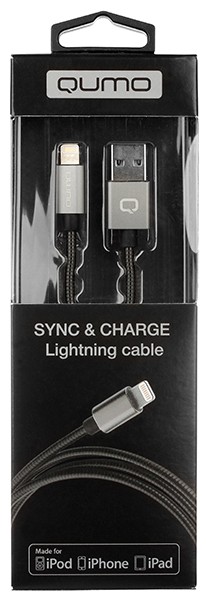 Дата-кабель Qumo USB А-Lightning MFI 1м оплетка металл Space Gray (21745) Дата-кабель Qumo USB А-Lightning MFI 1м оплетка металл Space Gray (21745)