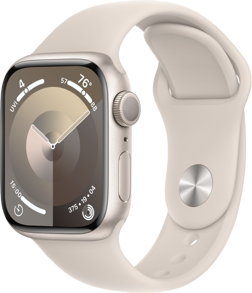 Часы Apple Watch Series 9 GPS 41мм корпус из алюминия Сияющая звезда + ремешок Sport Band Сияющая звезда Часы Apple Watch Series 9 GPS 41мм корпус из алюминия Сияющая звезда + ремешок Sport Band Сияющая звезда