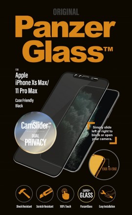 Стекло защитное PanzerGlass iPhone 11 Pro Max CamSlider Privacy черная рамка