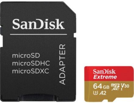 Карта памяти MicroSDXC SanDisk 64GB Class10 c адаптером V30 UHS-I U3 black (SDSQXA2-064G-GN6MA)
