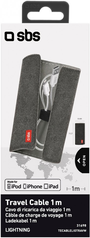 Дата-кабель SBS Lightning MFI 2.4А White + мягкий футляр Дата-кабель SBS Lightning MFI 2.4А White + мягкий футляр