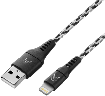 Дата-кабель Rocket Contact USB-A - Lightning 1м оплётка нейлон Черно-белый