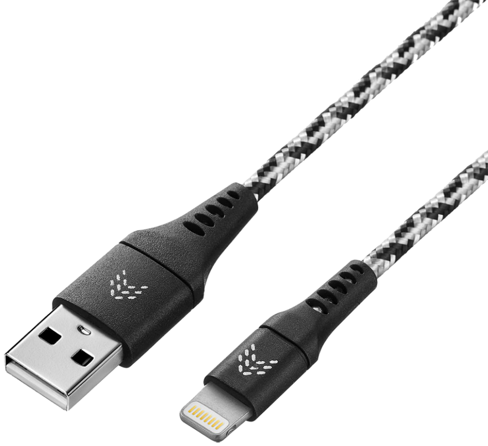 Дата-кабель Rocket Contact USB-A - Lightning 1м оплётка нейлон Черно-белый Дата-кабель Rocket Contact USB-A - Lightning 1м оплётка нейлон Черно-белый