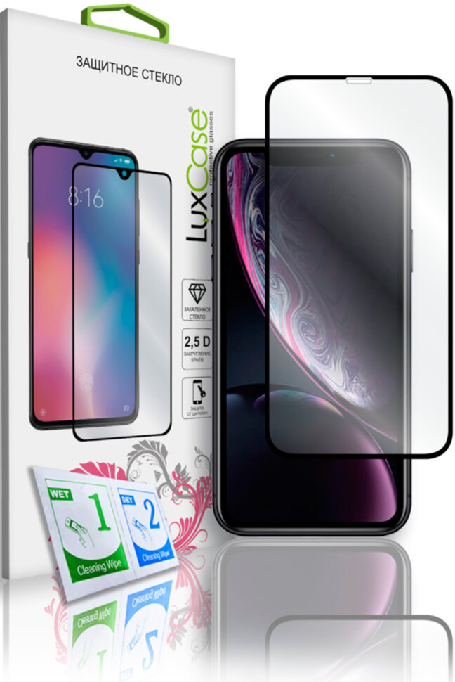 Стекло защитное LuxCase iPhone XR черная рамка Стекло защитное LuxCase iPhone XR черная рамка