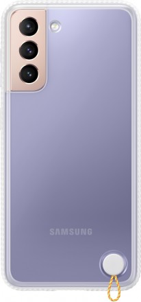 Клип-кейс Samsung Galaxy S21 Clear Protective Cover прозрачный с белой рамкой (EF-GG991CWEGRU)
