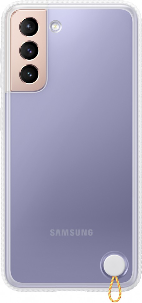 Клип-кейс Samsung Galaxy S21 Clear Protective Cover прозрачный с белой рамкой (EF-GG991CWEGRU)