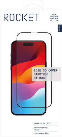 Стекло защитное Rocket Edge 3D Cover для iPhone 15 Pro Max Черная рамка