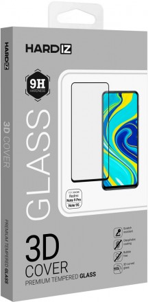 Стекло защитное Hardiz Xiaomi Redmi Note 9 Pro/ Note 9S 3D черная рамка