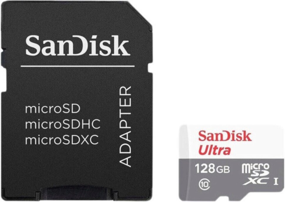 Карта памяти MicroSDXC SanDisk 128Gb Class10 c адаптером UHS-I Grey/White Карта памяти MicroSDXC SanDisk 128Gb Class10 c адаптером UHS-I Grey/White