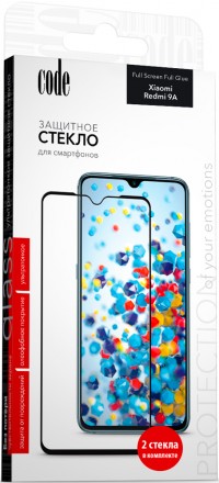Стекло защитное Code Xiaomi Redmi 9A 2.5D FG черная рамка 2 шт