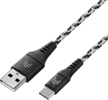 Дата-кабель Rocket Contact USB-A - USB-C 1м оплётка нейлон Черно-белый