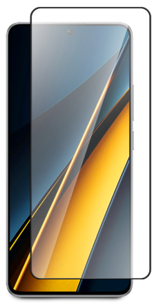 Стекло защитное для POCO X6 Черная рамка