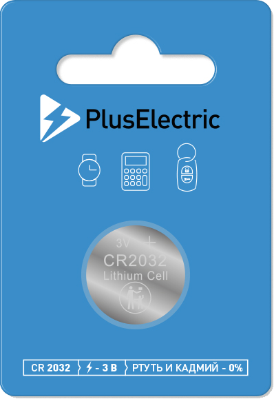 Батарея Plus Electric CR2032 литиевая блистер 1 шт Батарея Plus Electric CR2032 литиевая блистер 1 шт