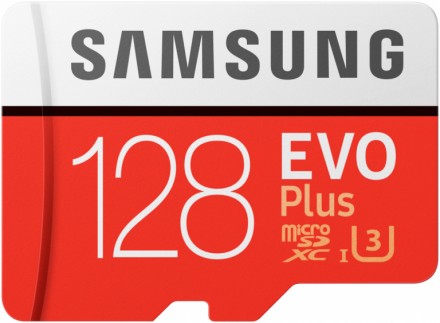 Карта памяти MicroSD Samsung EVO Plus 128Gb Class10 UHS-I с адаптером Red/White (MB-MC128HA/RU)