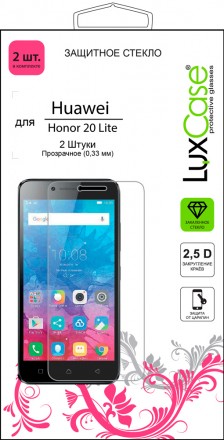 Стекло защитное LuxCase Honor 20 Lite прозрачное 2 шт