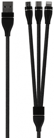 Дата-кабель RedLine USB A-Type-С+Lightning+Micro Black