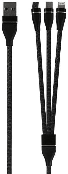 Дата-кабель RedLine USB A-Type-С+Lightning+Micro Black Дата-кабель RedLine USB A-Type-С+Lightning+Micro Black