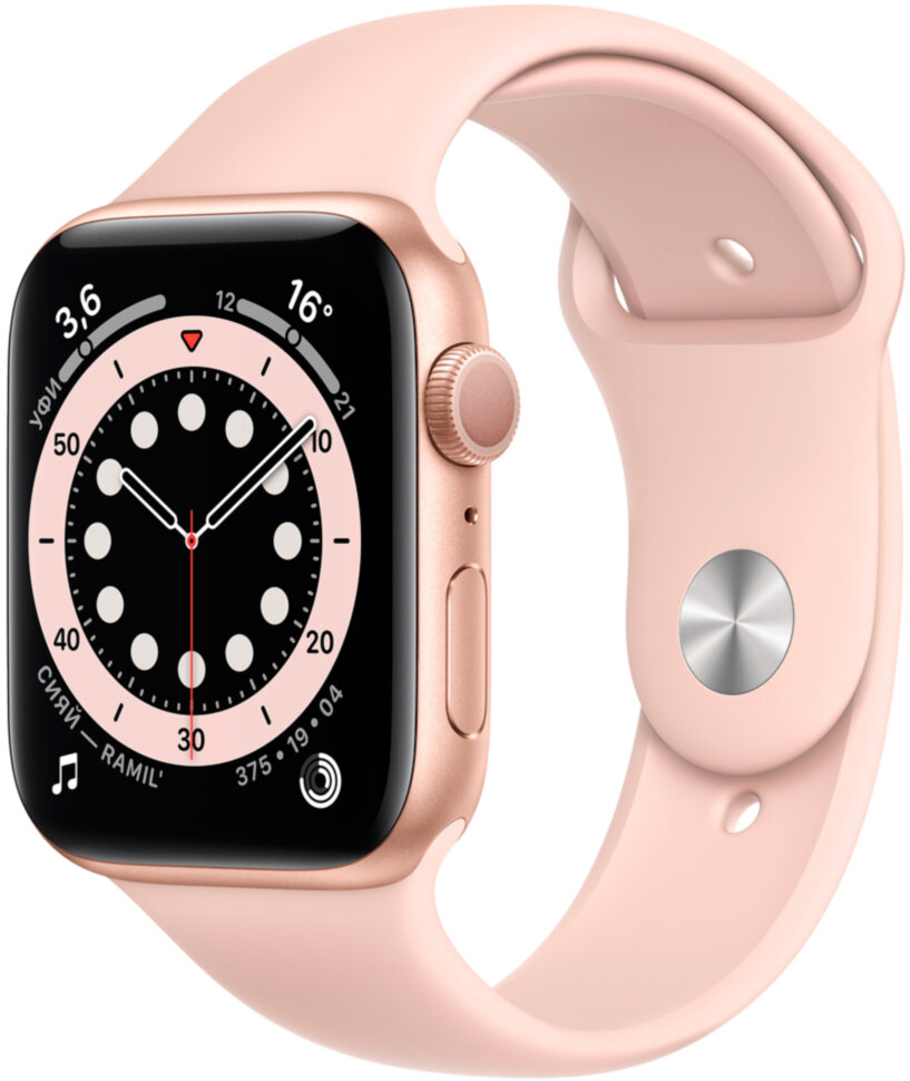 Часы Apple Watch Series 6 GPS 44мм корпус из алюминия розовый + ремешок розовый (M00E3RU/A) Часы Apple Watch Series 6 GPS 44мм корпус из алюминия розовый + ремешок розовый (M00E3RU/A)
