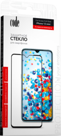 Стекло защитное Code Apple iPhone 12 mini черная рамка 2 шт