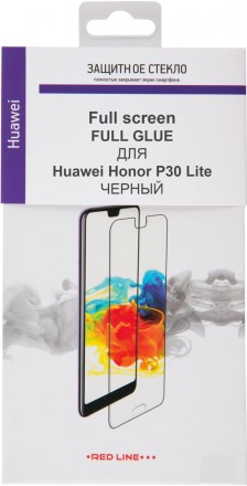 Стекло защитное RedLine Huawei P30 Lite Full Screen Full Glue черная рамка