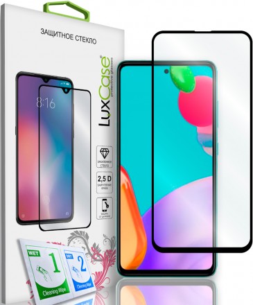Стекло защитное LuxCase Samsung Galaxy A52 черная рамка
