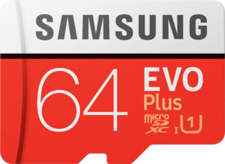 Карта памяти MicroSD Samsung EVO Plus 64Gb Class10 UHS-I Red/White (MB-MC64HA/RU)