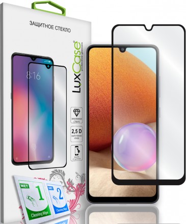 Стекло защитное LuxCase Samsung Galaxy A32 черная рамка
