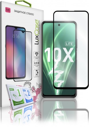 Стекло защитное LuxCase Honor 10X lite 2.5D черная рамка