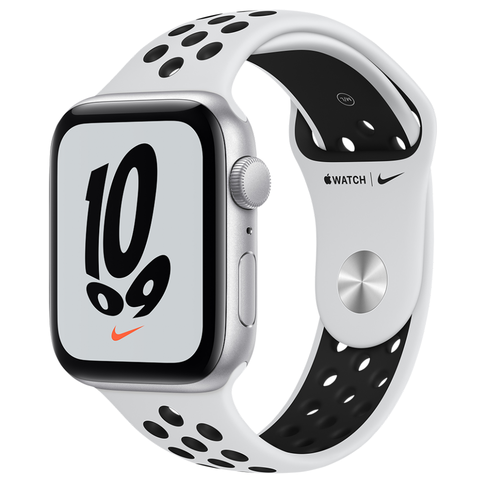 Часы Apple Watch Nike SE GPS 44мм корпус из алюминия серебряный + ремешок черный (MKQ73RU/A) Часы Apple Watch Nike SE GPS 44мм корпус из алюминия серебряный + ремешок черный (MKQ73RU/A)