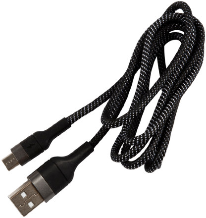 Дата-кабель UNBROKE Mane USB-MicroUSB 1,2 метра до 3A нейлоновая оплетка черно-серый