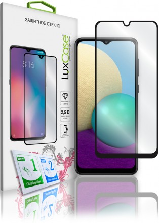 Стекло защитное LuxCase Samsung Galaxy A02 черная рамка