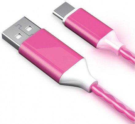 Дата-кабель Akai CE-461PK LED USB-Type-C 1м Pink